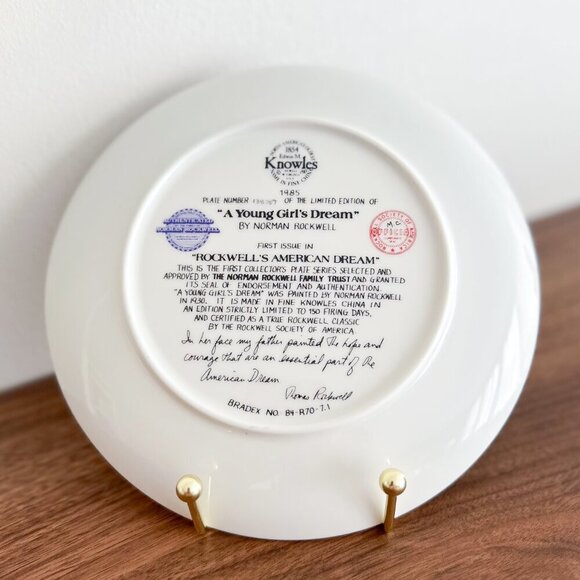 1985 Norman Rockwell Plate “A Young Girl’s Dream” – Knowles Collector Art - Picture 4 of 4